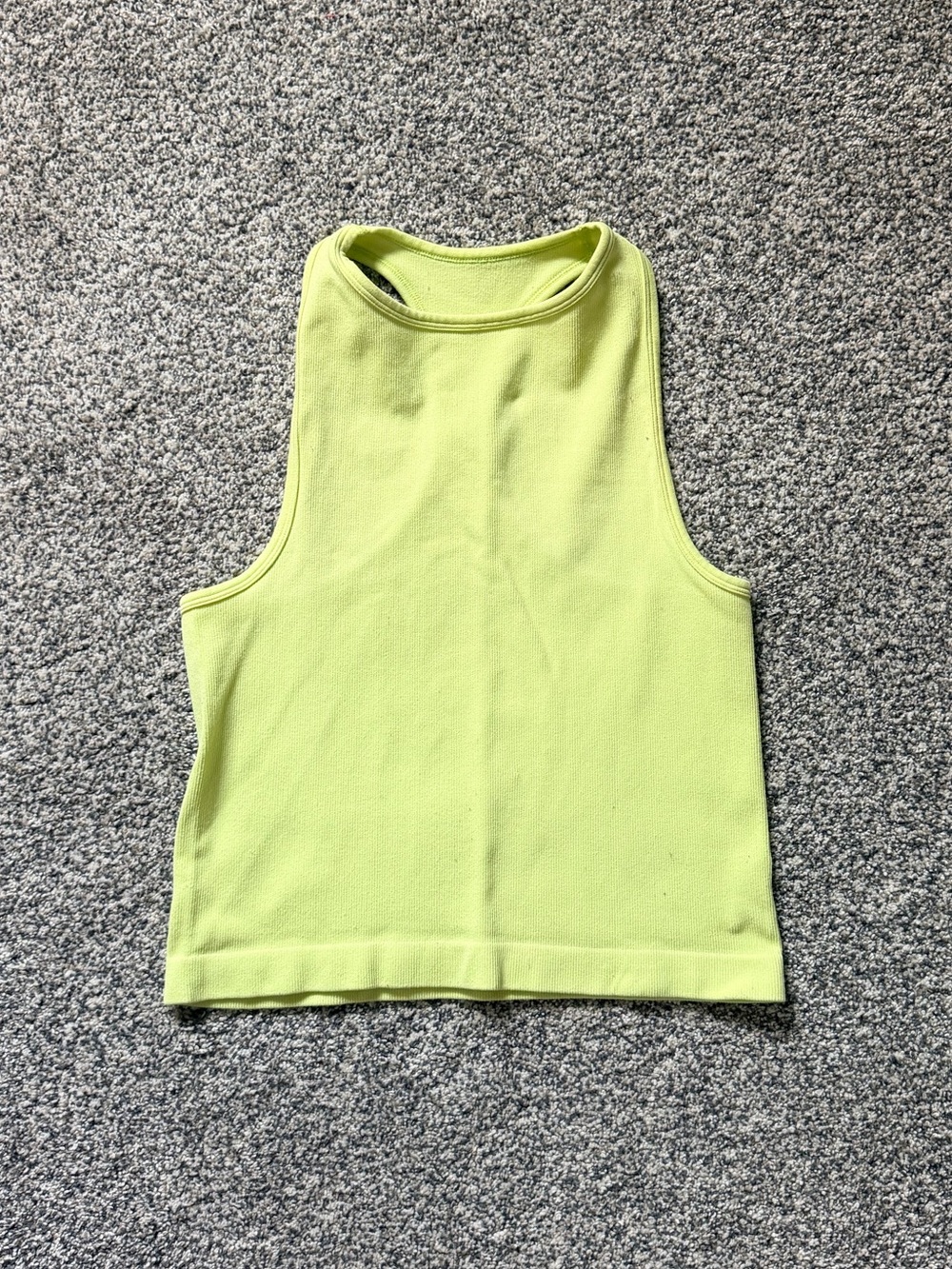 Free People Neon Lime Ribbed High Neck Cropped Tank Size XS/S